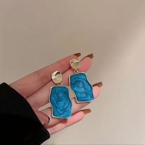Deep Pool Earrings Irregular Geometric